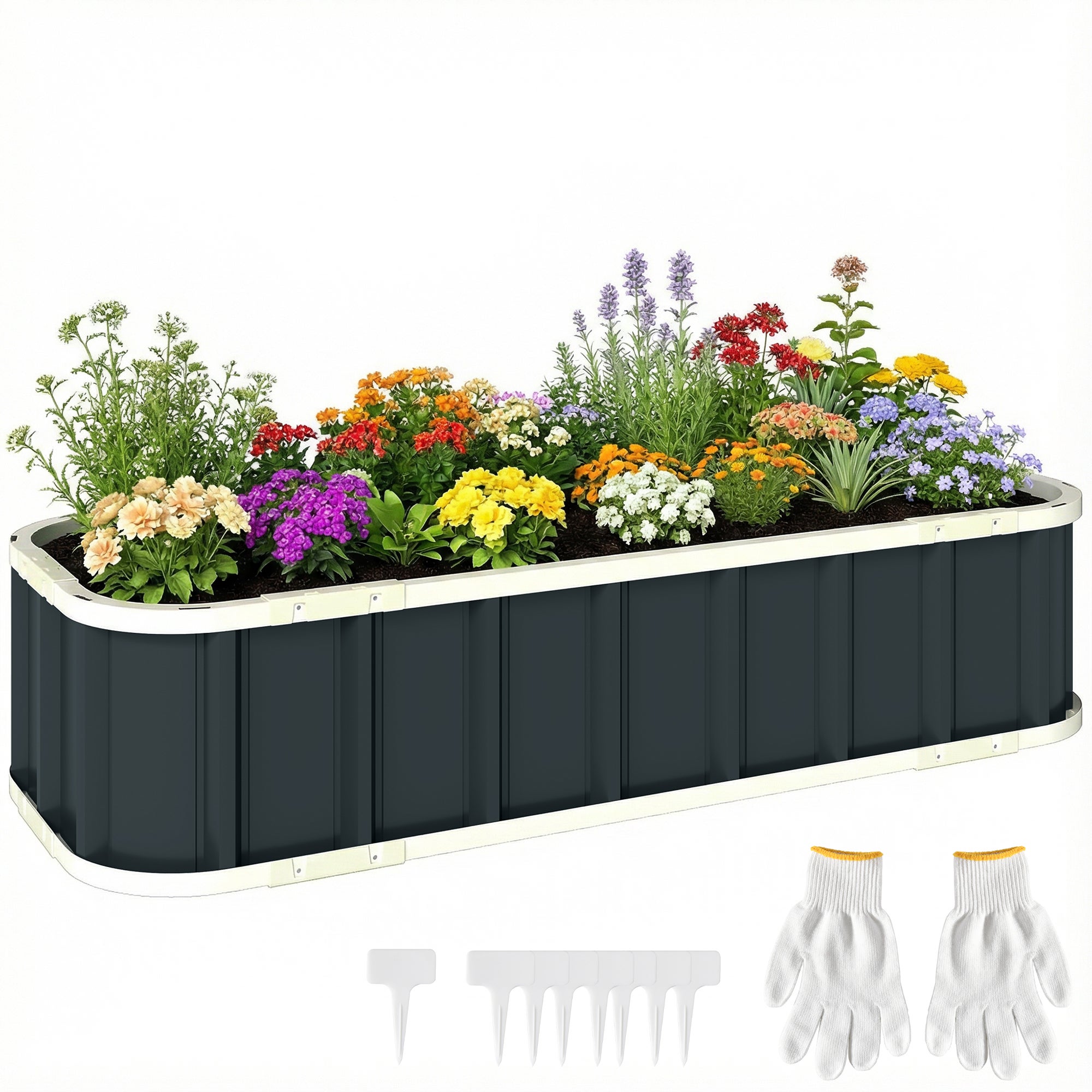 Stal podwyższona grządka, roślina Łóżko z Click Locks, Złożony Edge Cold Rama, 136 x 52 x 31 cm, Ciemny Szary