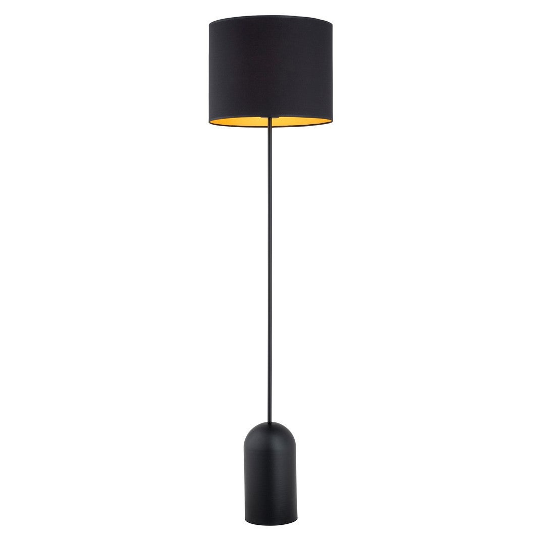 Lampa stojąca podłogowa czarna z abażurem ze złotym wnętrzem 1xE27 15W ASPEN Emibig