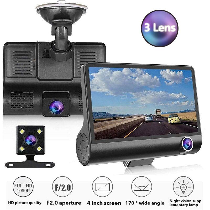 Kamera samochodowa z 3 kamerami, Full HD, 1080P, podwójny obiektyw, 4,0-calowy ekran LCD, z widokiem z tyłu o kącie 170 stopni