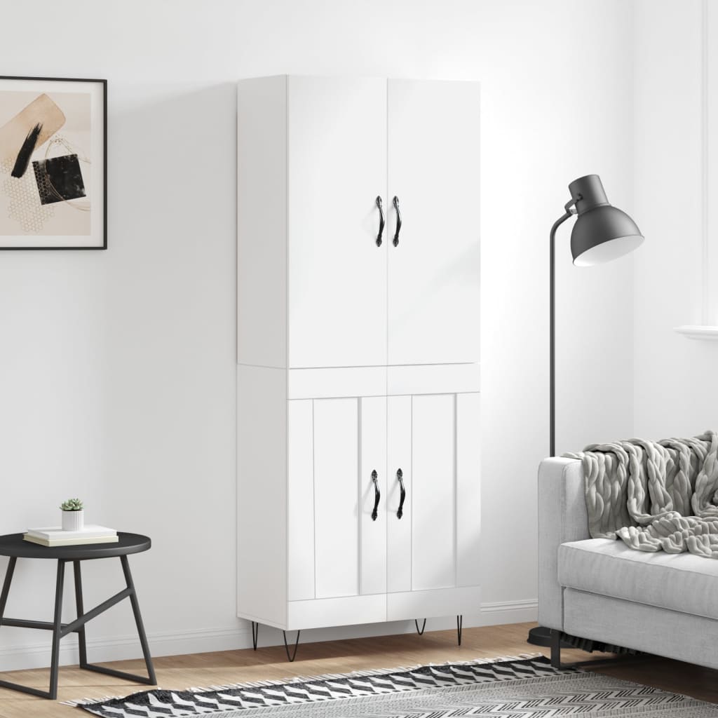 vidaXL Witrynka, biała, 69,5x34x180 cm, materiał drewnopochodny