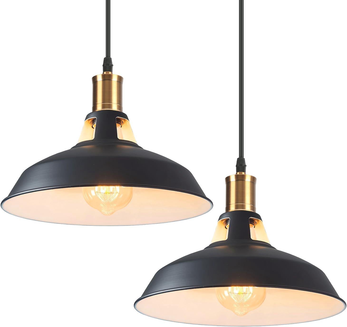 Żyrandol metalowy retro, żyrandol w stylu industrialnym, żyrandol vintage, oprawka E27 z błyszczącym metalowym kloszem, regulowany przewód, średnica 2