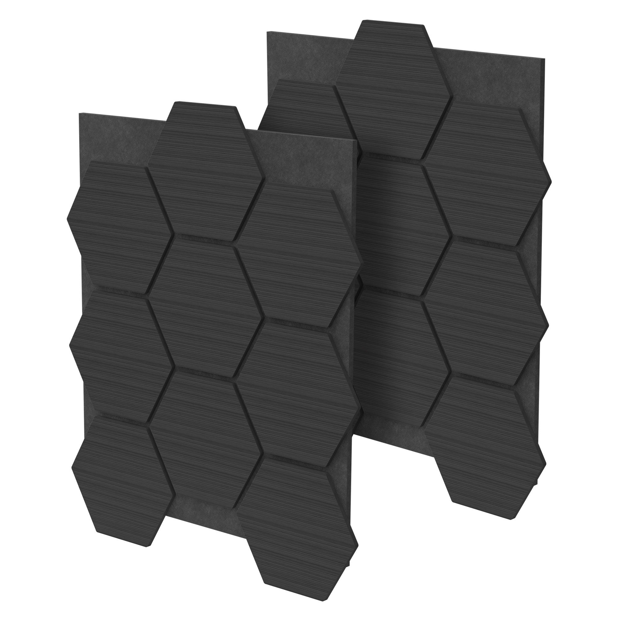 ML-Design zestaw 2 czarny paneli akustycznych MDF 66x81x2 cm z sześciokątnym wzorem drewna panele dekoracyjne do izolacji ścian biura studia