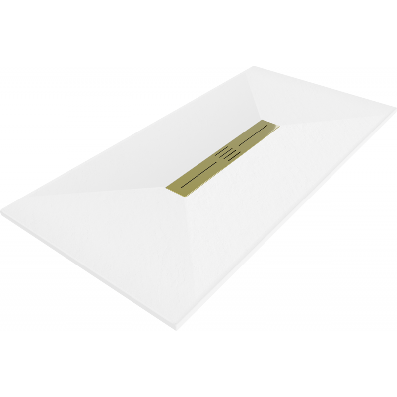 Mexen Toro brodzik prostokątny SMC 200 x 90 cm, biały, maskownica złota - 43109020-G