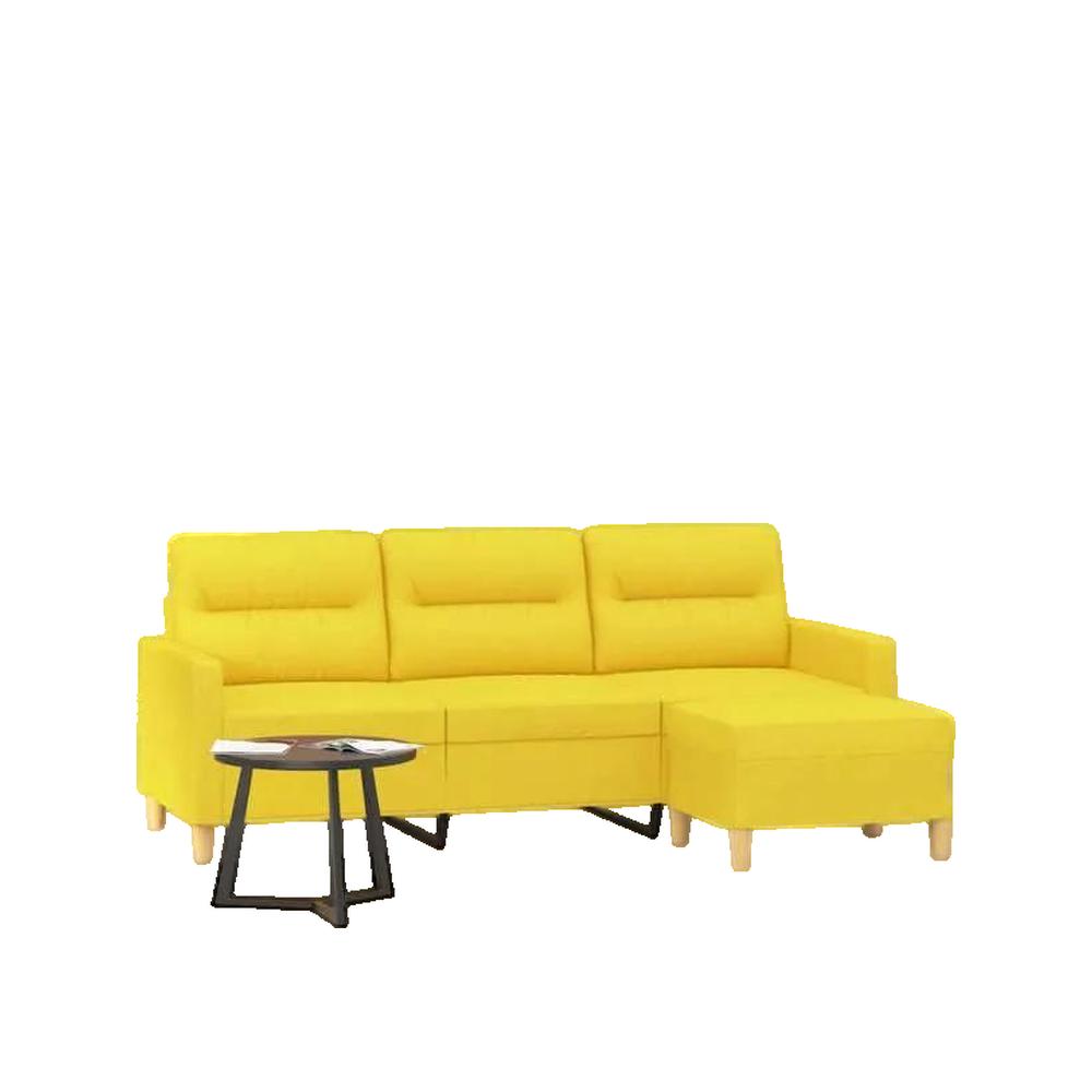 Sofa 3-osobowy vidaXL z podnóżkiem jasny żółty wytrzymały i wygodny