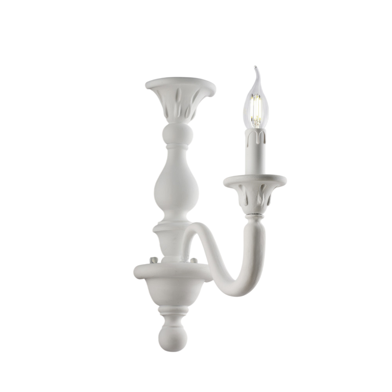 Applique in legno bianco shabby 1 luce H.41 - L.13 - P.26