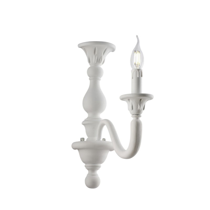 Applique in legno bianco shabby 1 luce H.41 - L.13 - P.26