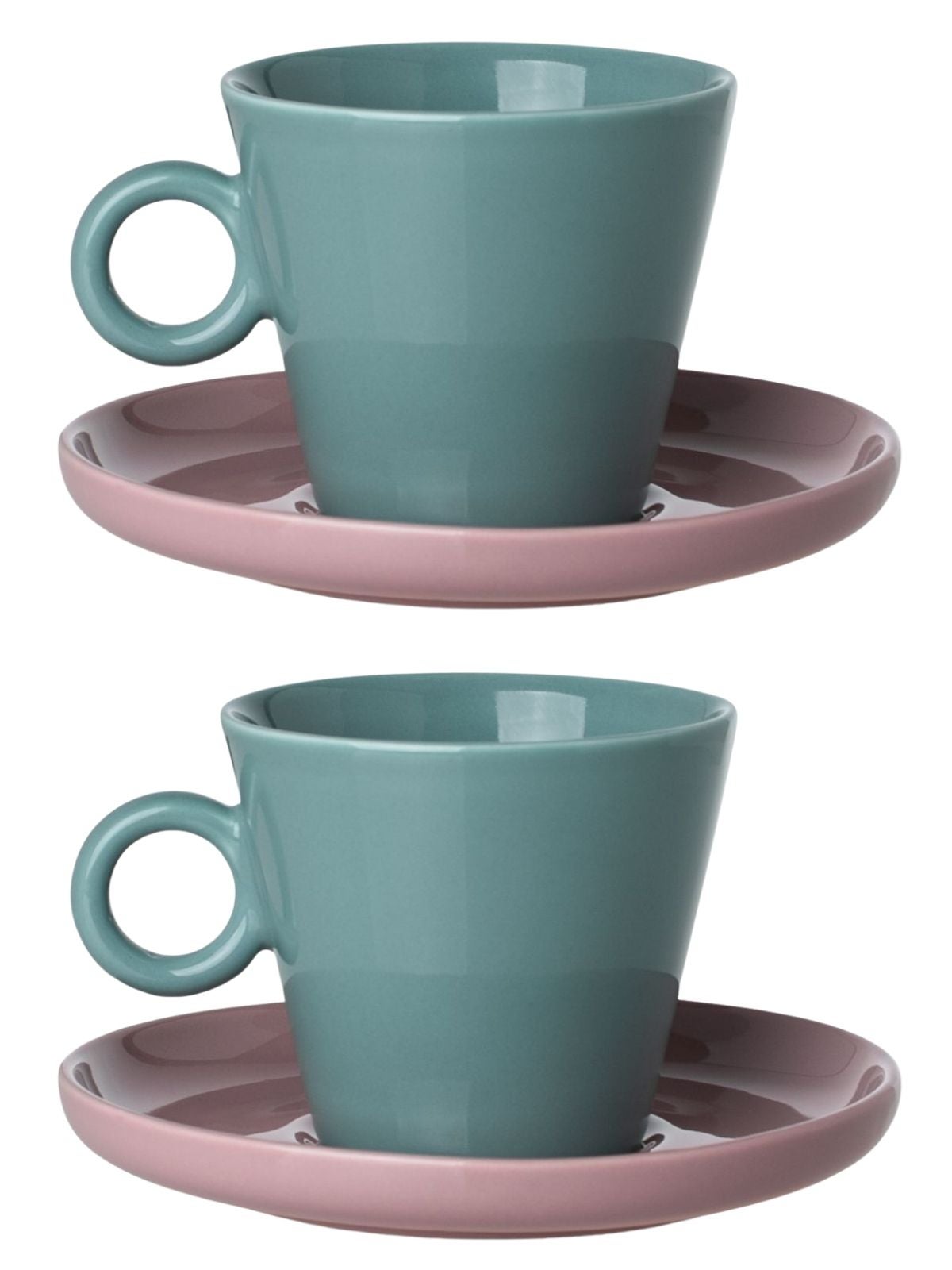 Komplet filiżanek Cream Estia turkus do cappuccino 200 ml porcelana 2 szt.
