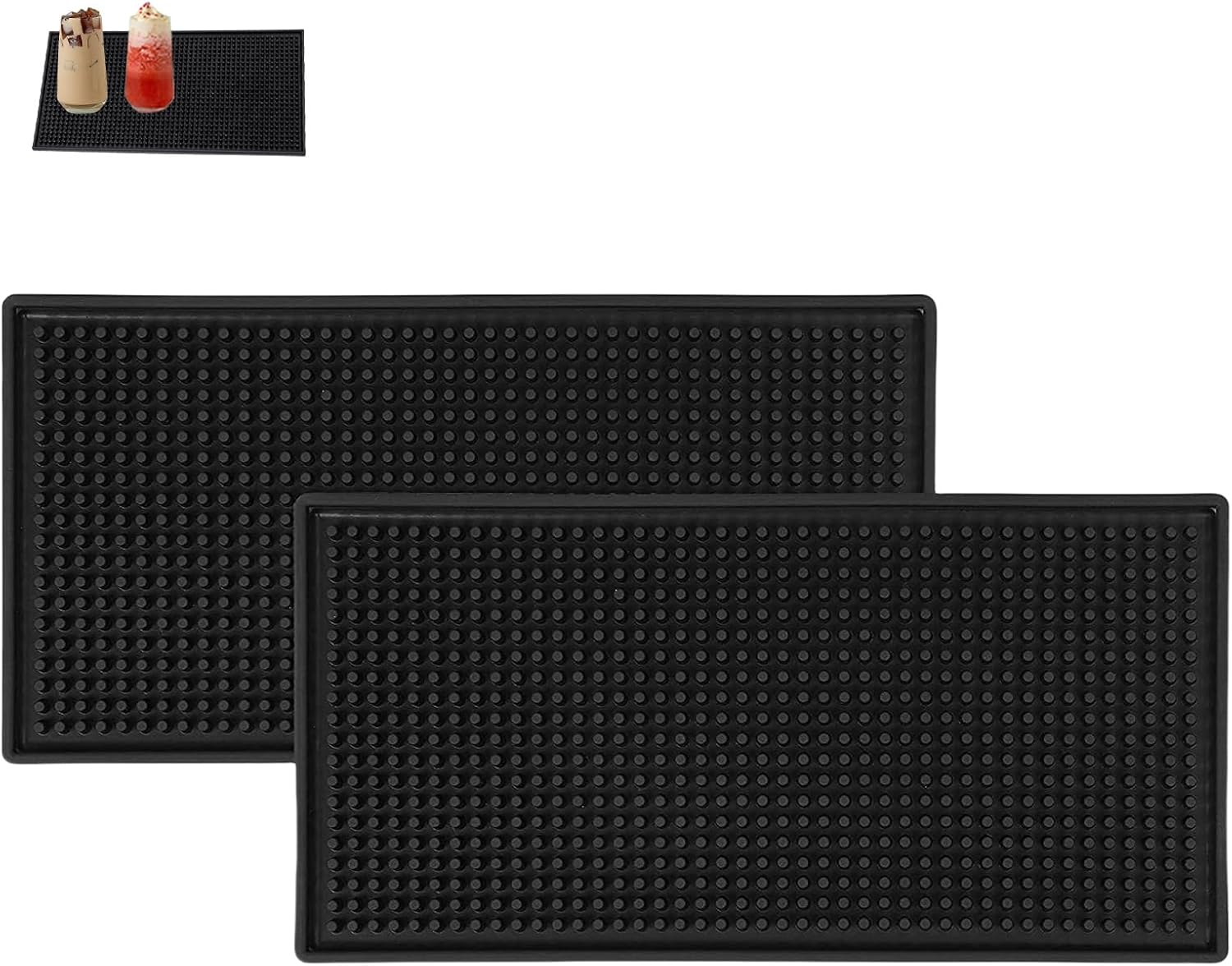 Zestaw 2 czarnych mat ociekowych do ekspresu do kawy, kuchni, kawiarni (15 x 30 cm)