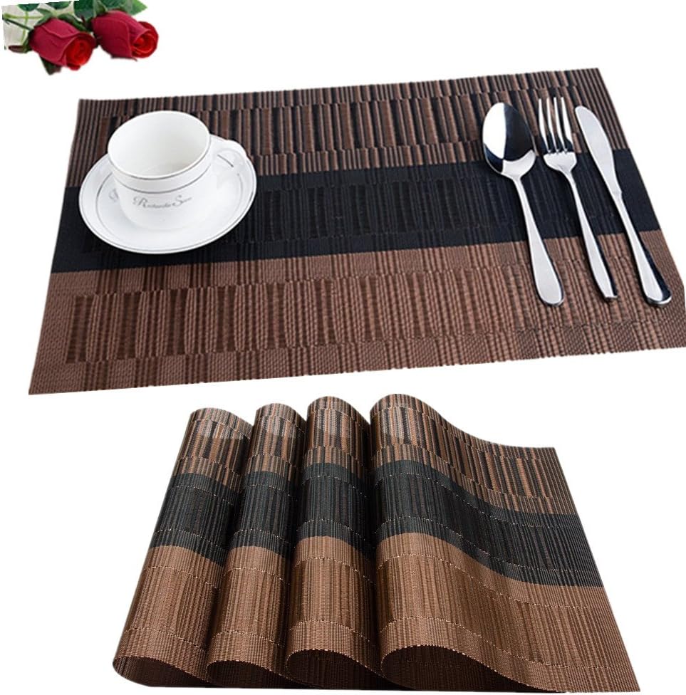 6 podkładek PCV antypoślizgowych, zmywalnych 45x30cm (Czarno-Brązowe) do kuchni, salonu