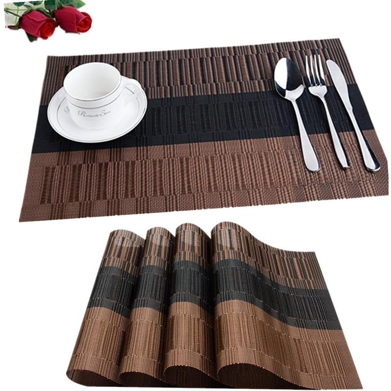 6 podkładek PCV antypoślizgowych, zmywalnych 45x30cm (Czarno-Brązowe) do kuchni, salonu