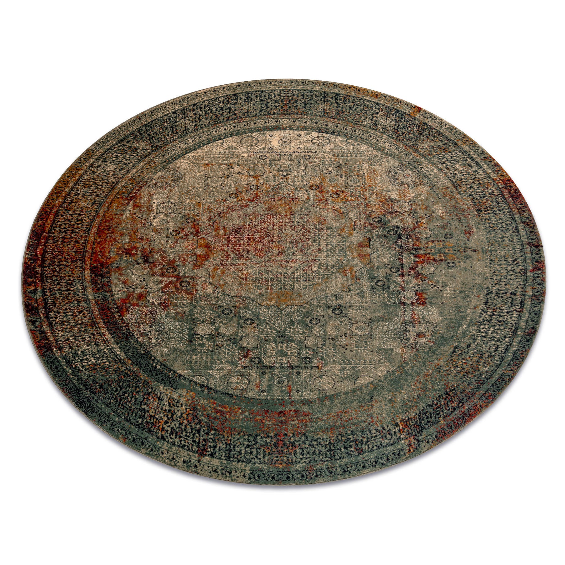 Dywan wełniany OMEGA MAMLUK koło - Rozeta vintage szmaragd koło 200 cm