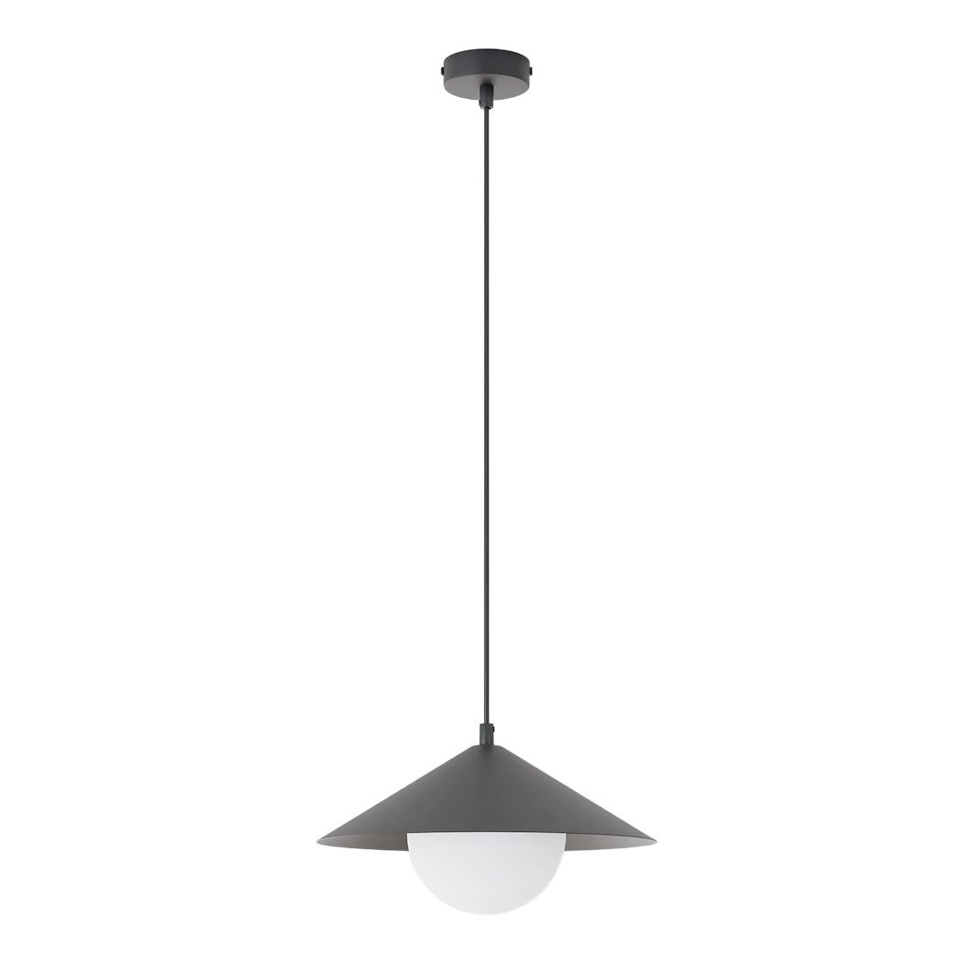 Lampa wisząca minimalistyczna czarno-biała szklana kula stożek fi30cm 1xE14 10W MONO Emibig