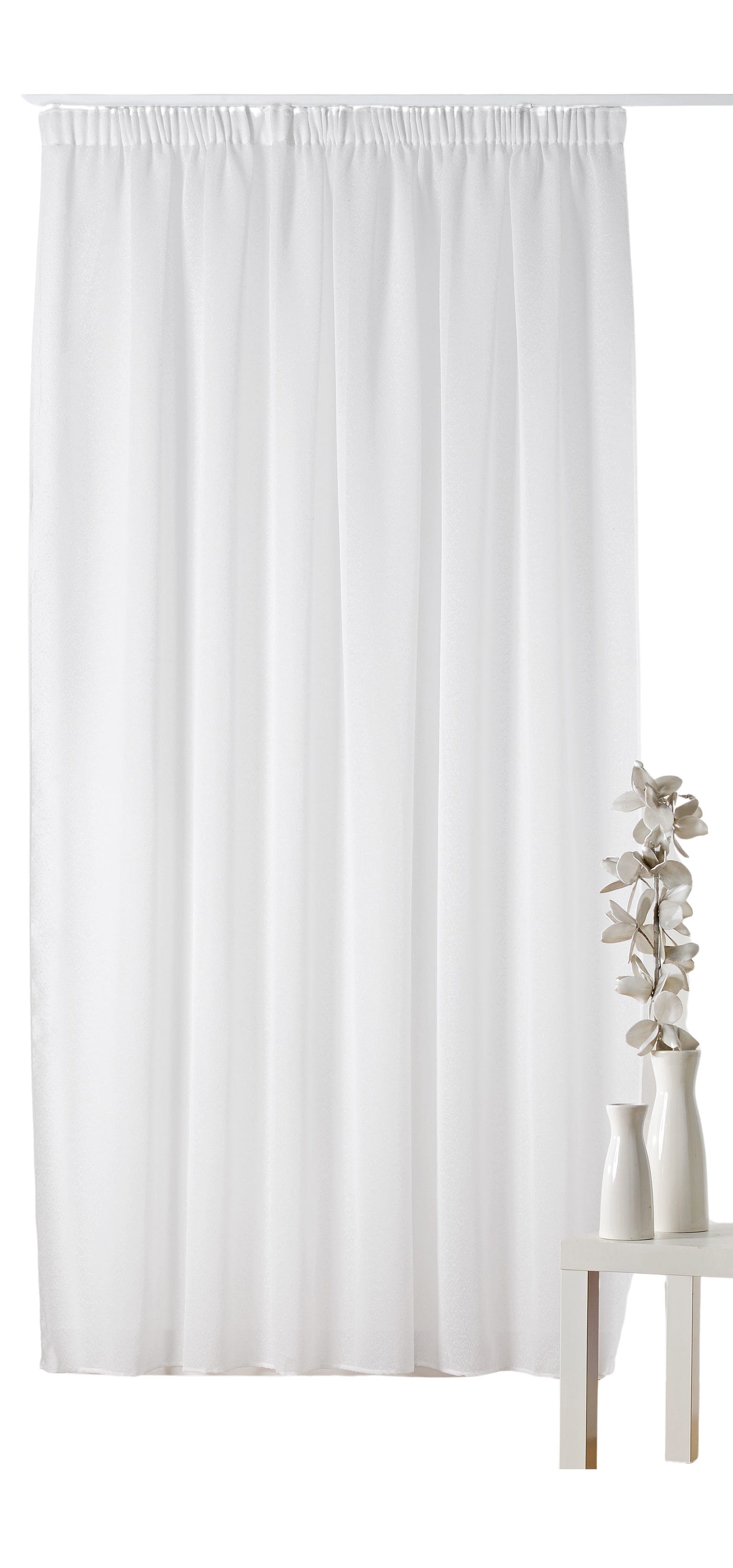 Półprzezroczysta firana, Kaolin, biała, wys. 260 x szer. 240 cm