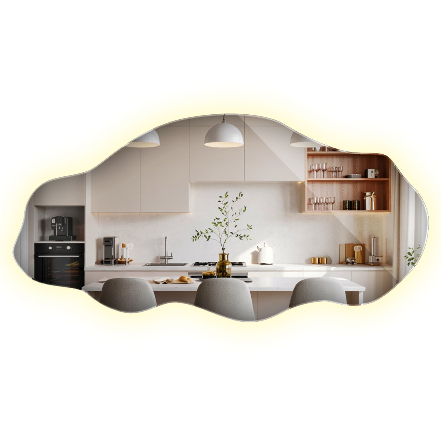 Lustro LED nieregularne z neutralną barwą światła 40x80 cm, elegancka stylistyka do współczesnych aranżacji wnętrz, ArtPrintCave