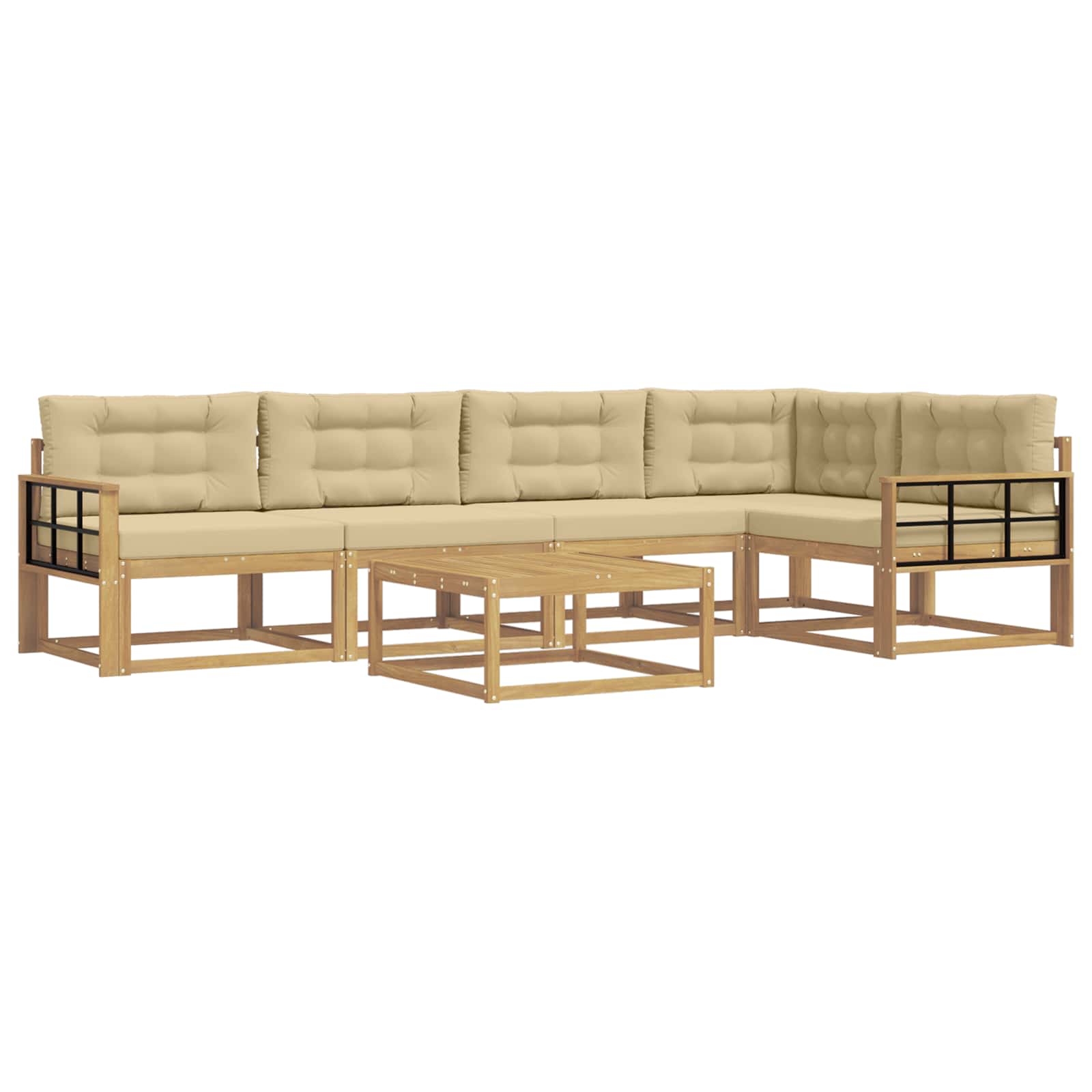 Zestaw sof na zewnątrz 6 pcs Biały i Beżowy 79 x 79 x 37 cm