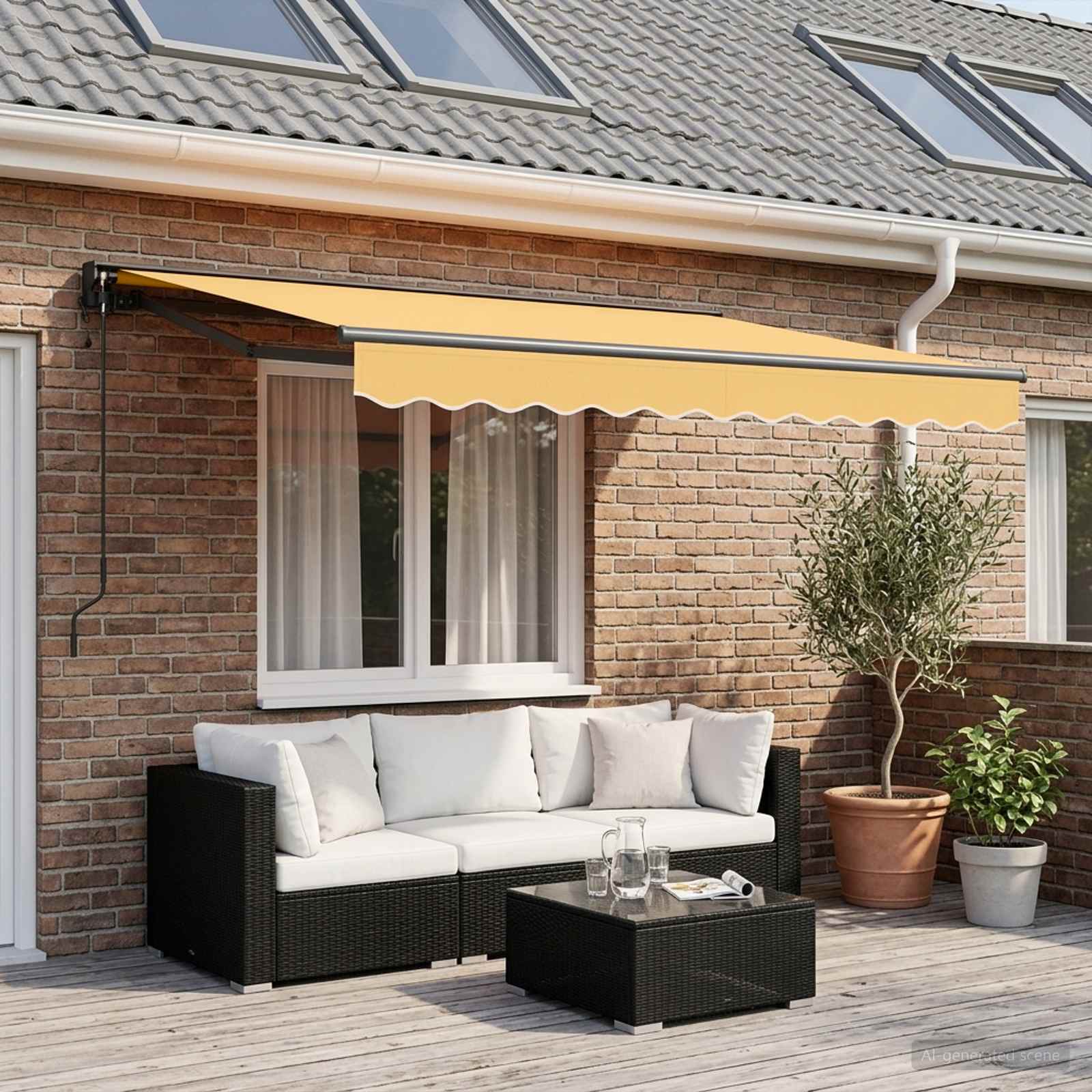 Markiza wysuwana piaskowy 3,5 x 2,5 m Poliester i aluminium vidaXL