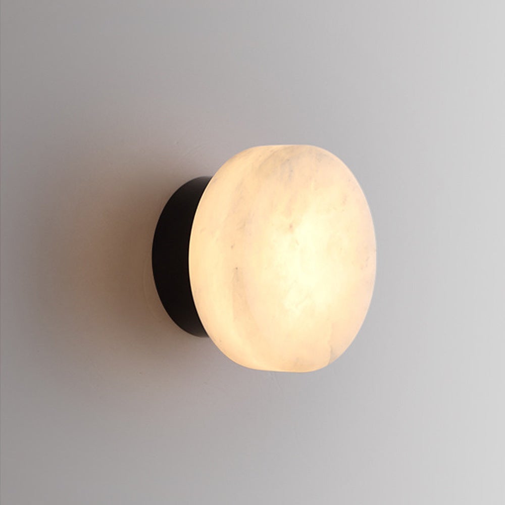 Kinkiet z kamienia naturalnego – Oświetlenie dekoracyjne (ciepłe światło – czarny) 10 W – Lampka nocna – 13 x 8 cm