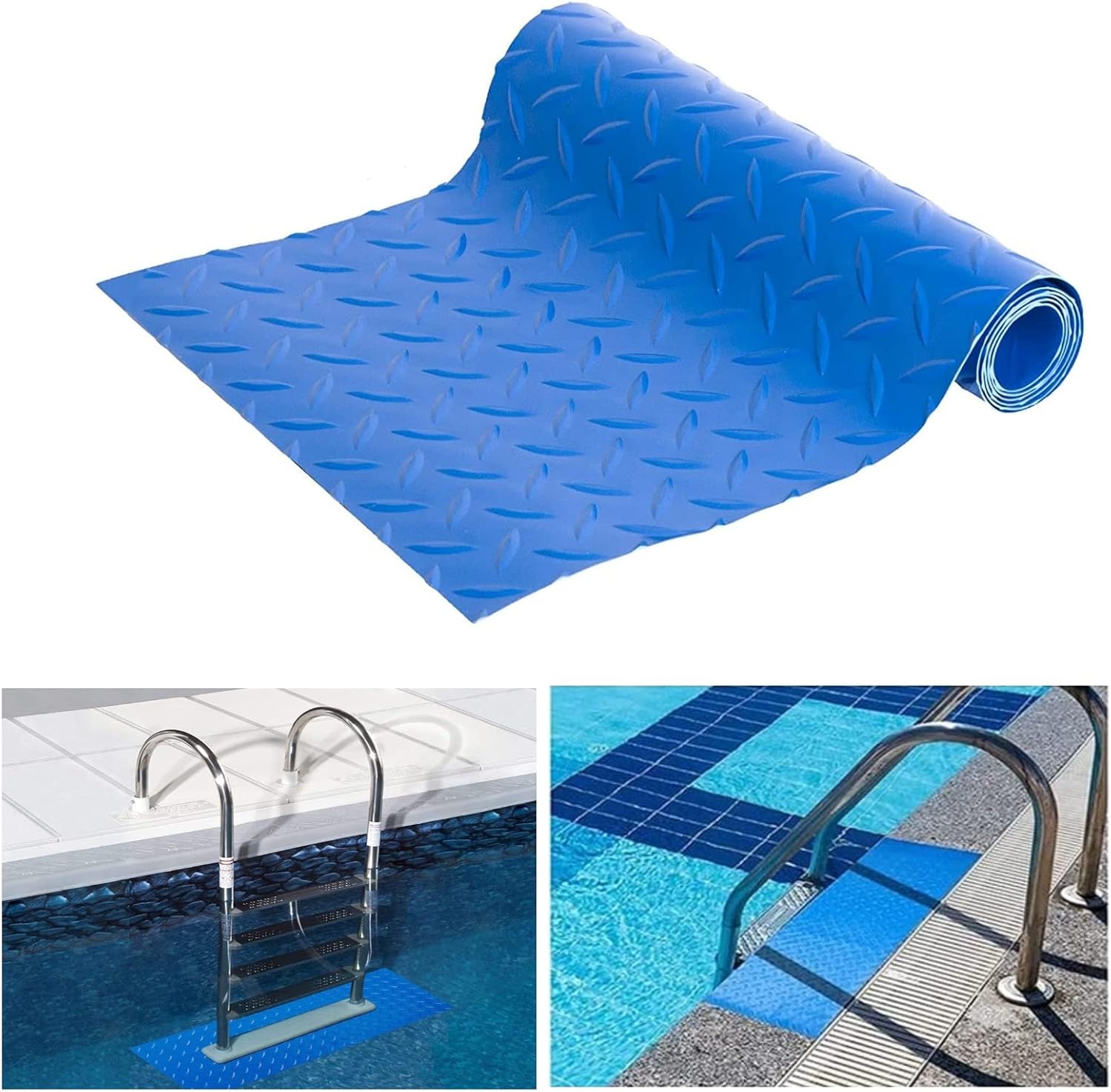 Mata antypoślizgowa na schody basenowe 90 x 60 cm - Teksturowana z tworzywa PVC do stosowania w mokrych pomieszczeniach wewnątrz i na zewnątrz