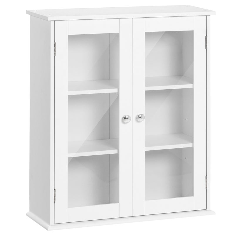 Szafka wisząca z 2 drzwiami szklanymi, 55x20x65 cm, biała