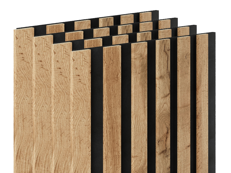 Lamele ścienne na czarnym filcu 6L Marbet Design WOODLINE SLIM 270x30 cm Dąb Wotan 4 szt.