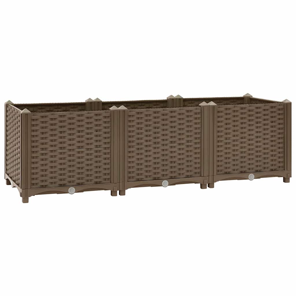 Podwyższona Grządka Ogrodowa z Polipropylenu 120x40x38 cm Brązowa na Taras