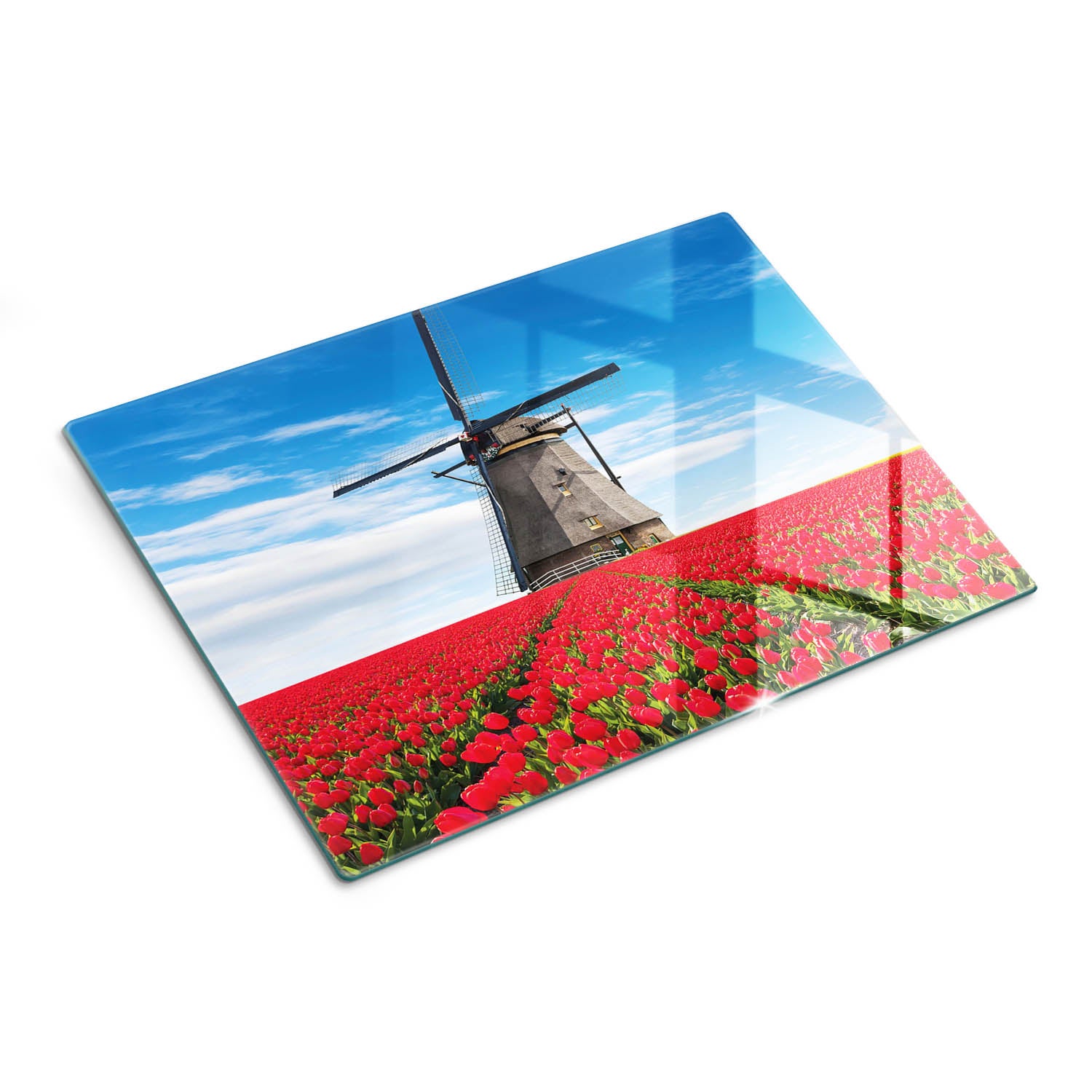 Dekoracyjna deska kuchenna z hartowanego szkła - Tulipany Wiatrak - 30x40 - Tulup