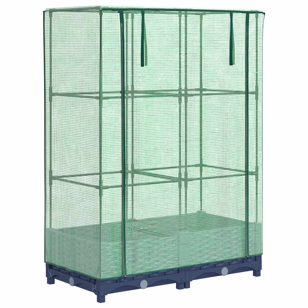 Podwyższona Grządka ze Szklarnią 80x40x123 cm Szara do Ogrodu z Pokryciem