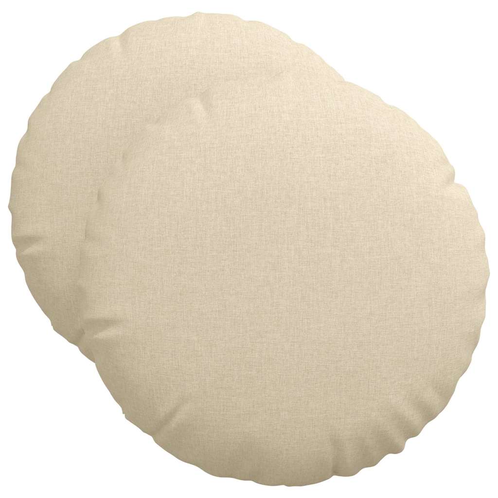 Poduszki na siedziska 2 pcs Kremowy Ø50 x 19 cm tkanina