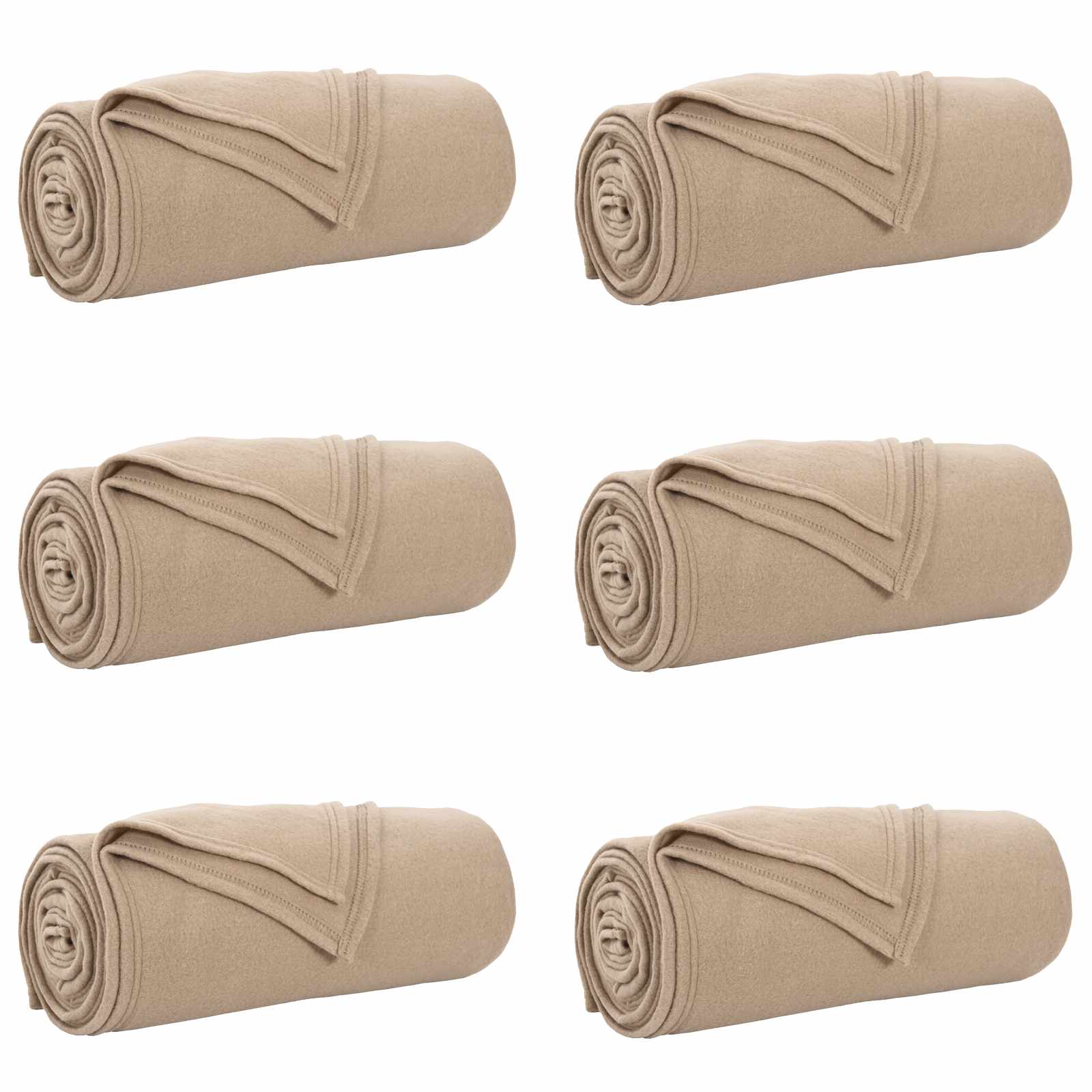 6x Koc Polarowy Narzuta na Łóżko 240x270 cm 140 g/m² Camel