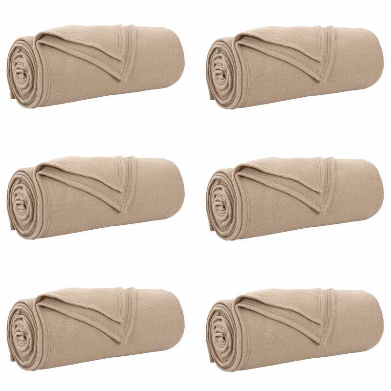 6x Koc Polarowy Narzuta na Łóżko 240x270 cm 140 g/m² Camel