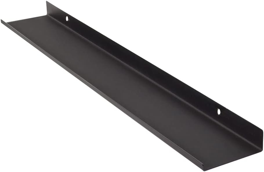 Czarna półka ścienna | Wisząca półka ścienna 70 cm | Metalowa półka na ramki, zdjęcia, do kuchni, sypialni, łazienki, biura