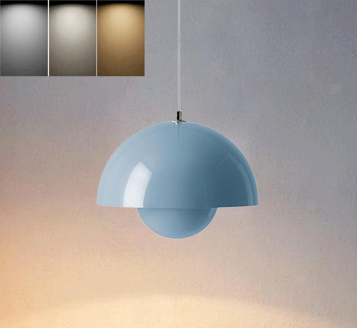 Lampa wisząca LED ze źródłem światła, 3000K-6500K, trzy temperatury barwowe regulowane, odpowiednia do sypialni,jadalni i salonu, w kolorze niebieskim