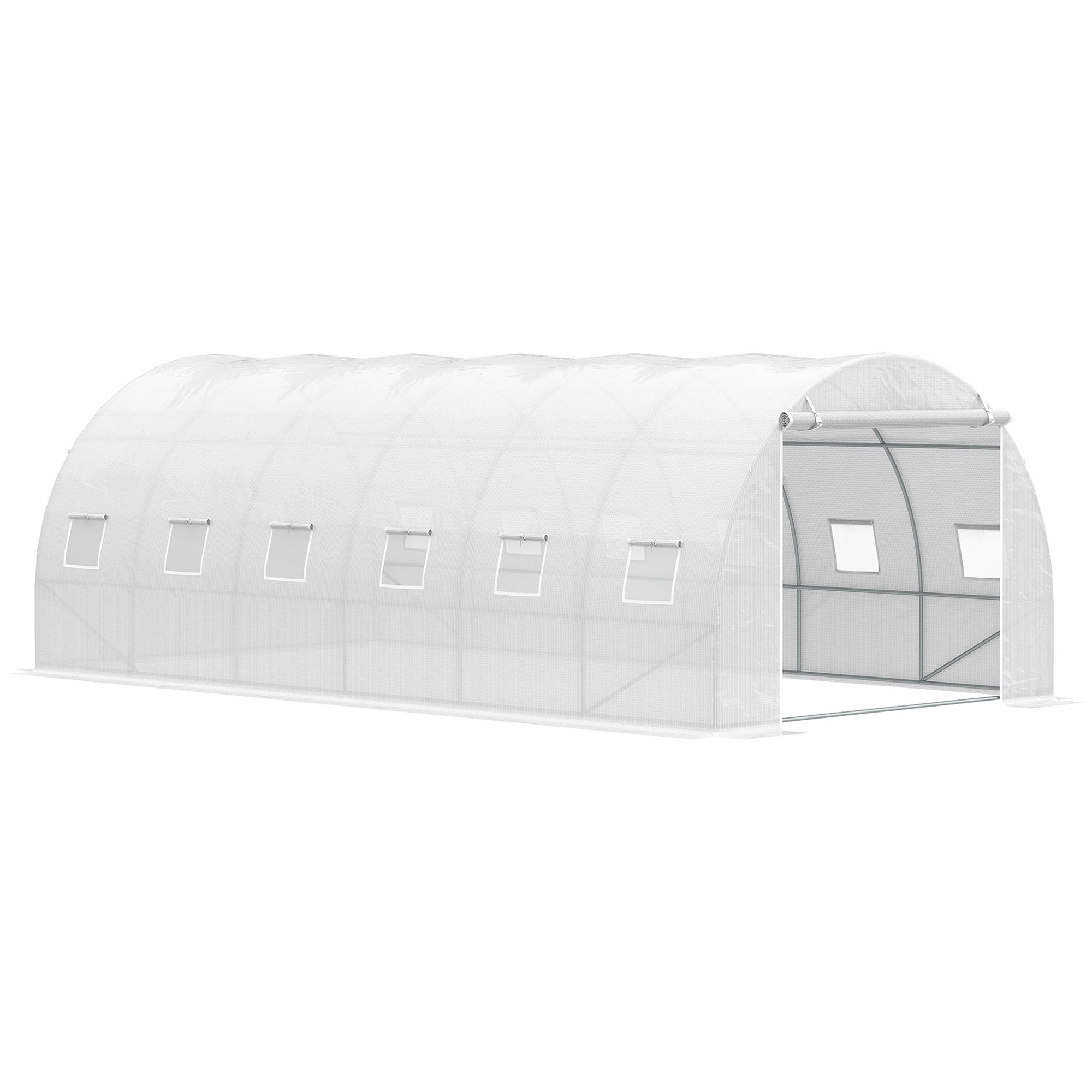 Szklarnia tunelowa 6x3x2m z bramą rolowaną, 12 okien, pokrycie PE 140 g/m², rama metalowa biała