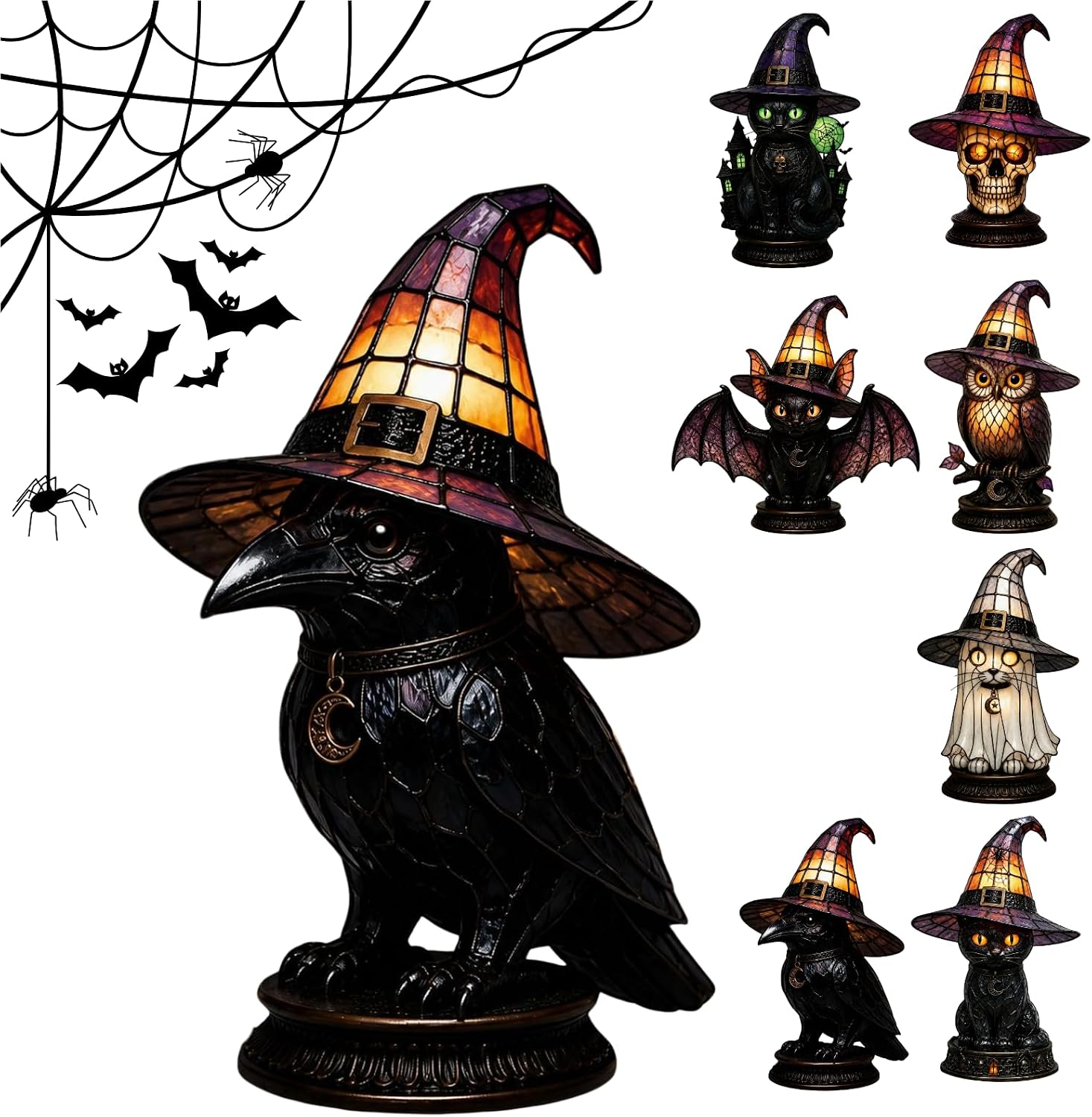 Lampa w kształcie kapelusza wiedźmy, gotycka dekoracja na Halloween, USB