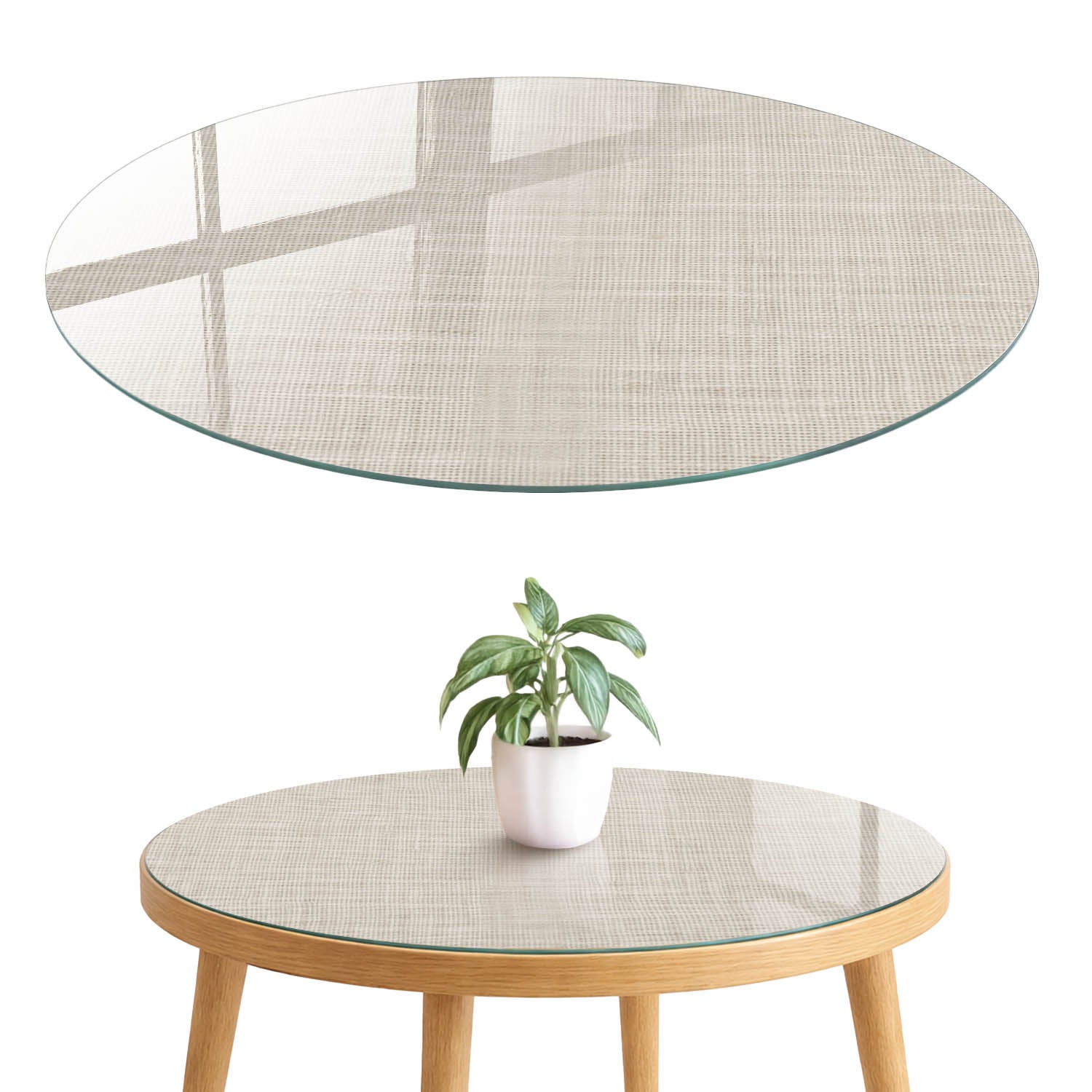 Blat szklany z grafiką i nadrukiem 4 mm - ochrona, dekoracja i metamorfoza mebli fi60 cm Beżowa tekstura