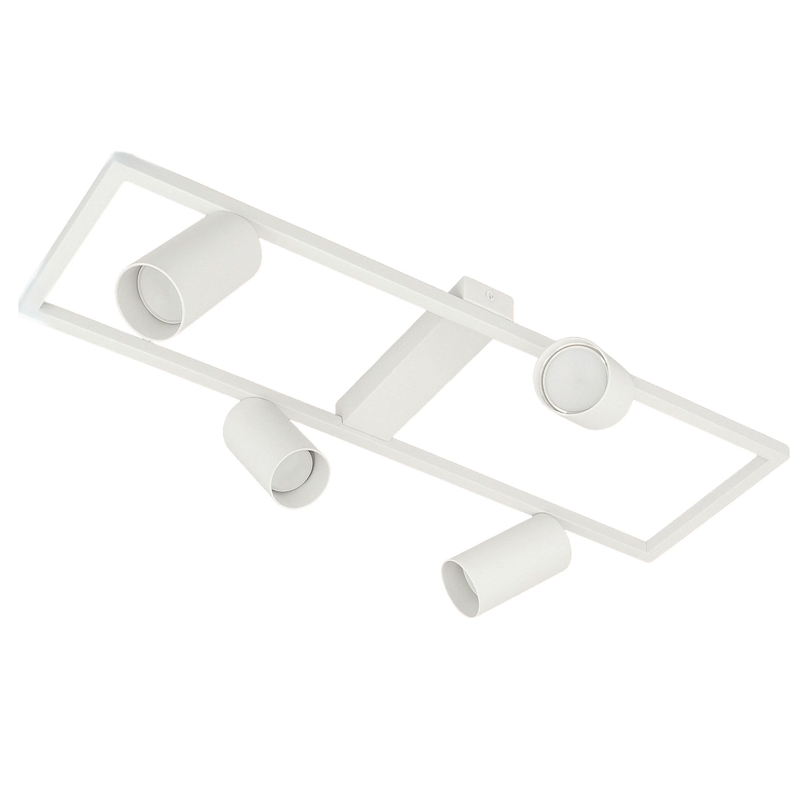 Lampa reflektorowa biała LED - Listwa sufitowa 4 x GU10 prostokąt - Kinkiet natynkowy do pokoju salonu Tuba - LEDHOFF
