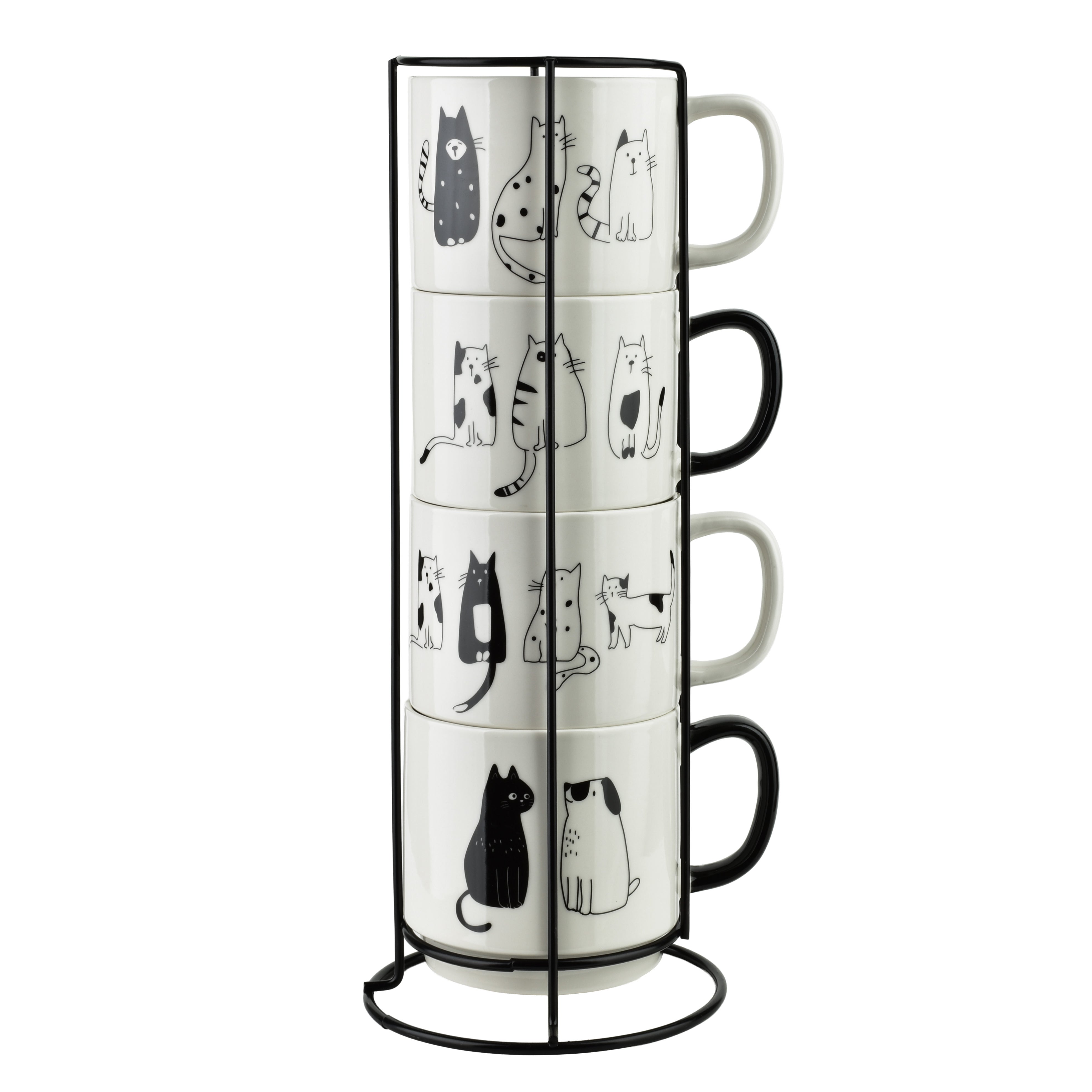 Komplet kubków na stojaku porcelana Affekdesign by Mondex Cottello 370 ml wielokolorowy 4 szt.