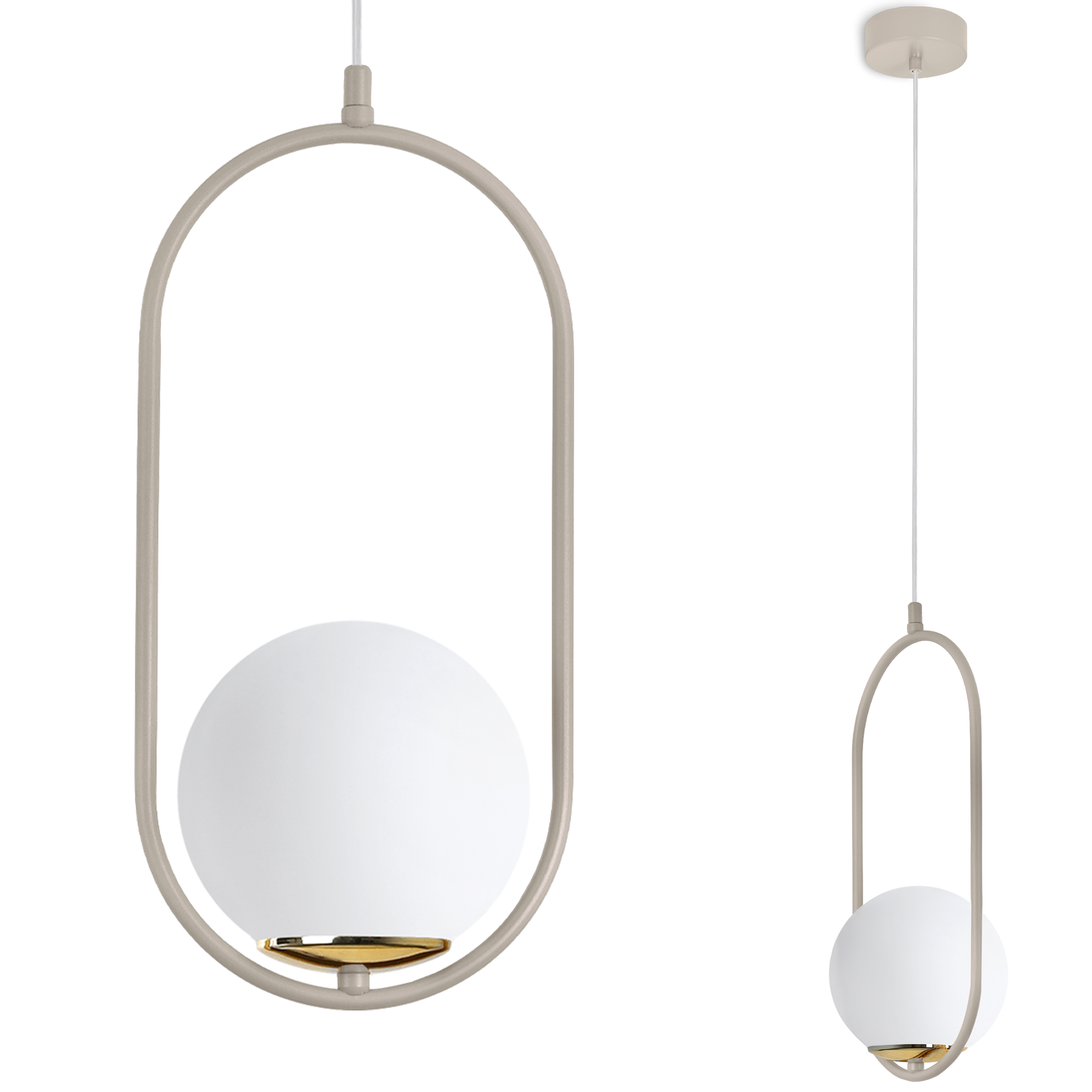 Lampa wisząca sufitowa kaszmirowa Light Home LH Luna 1xE14 klosz szklana kula biała