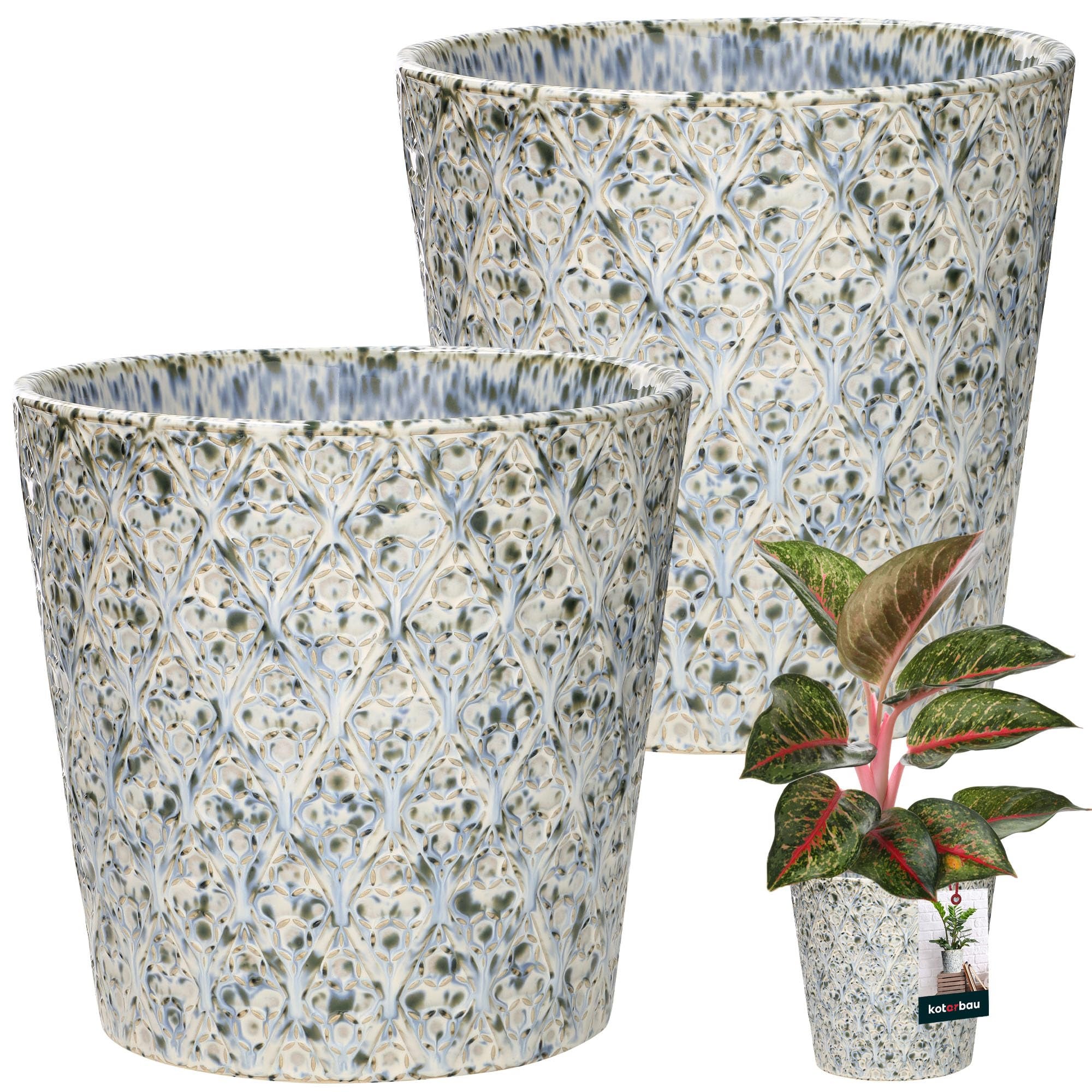 2x donica 12cm doniczka osłonka trapezowa ceramika szkliwiona kwiaty domowa - KOTARBAU