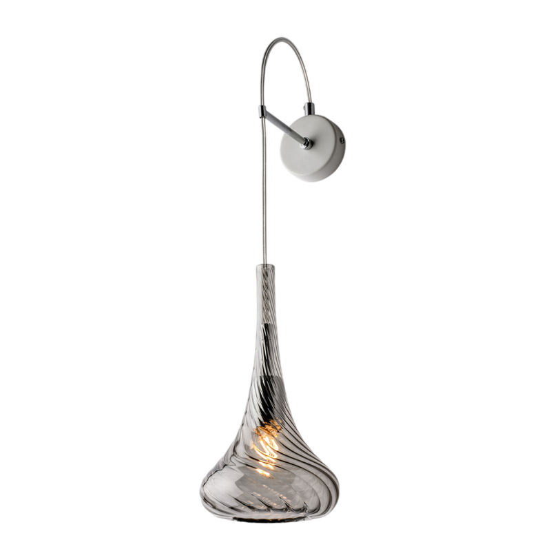 Applique in ferro con vetro grigio pyrex 1 luce H.60 - L.14 - P.21