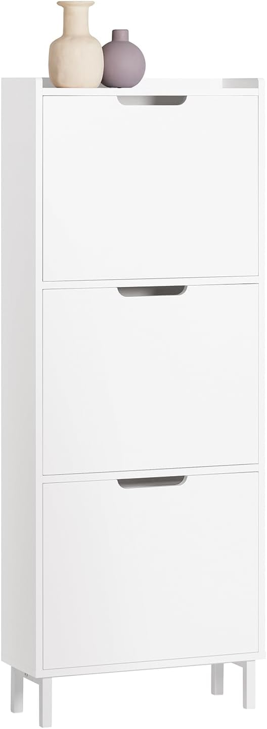 SoBuy Szafka na buty do garderoby z 3 klapami, biała FSR151-H-W