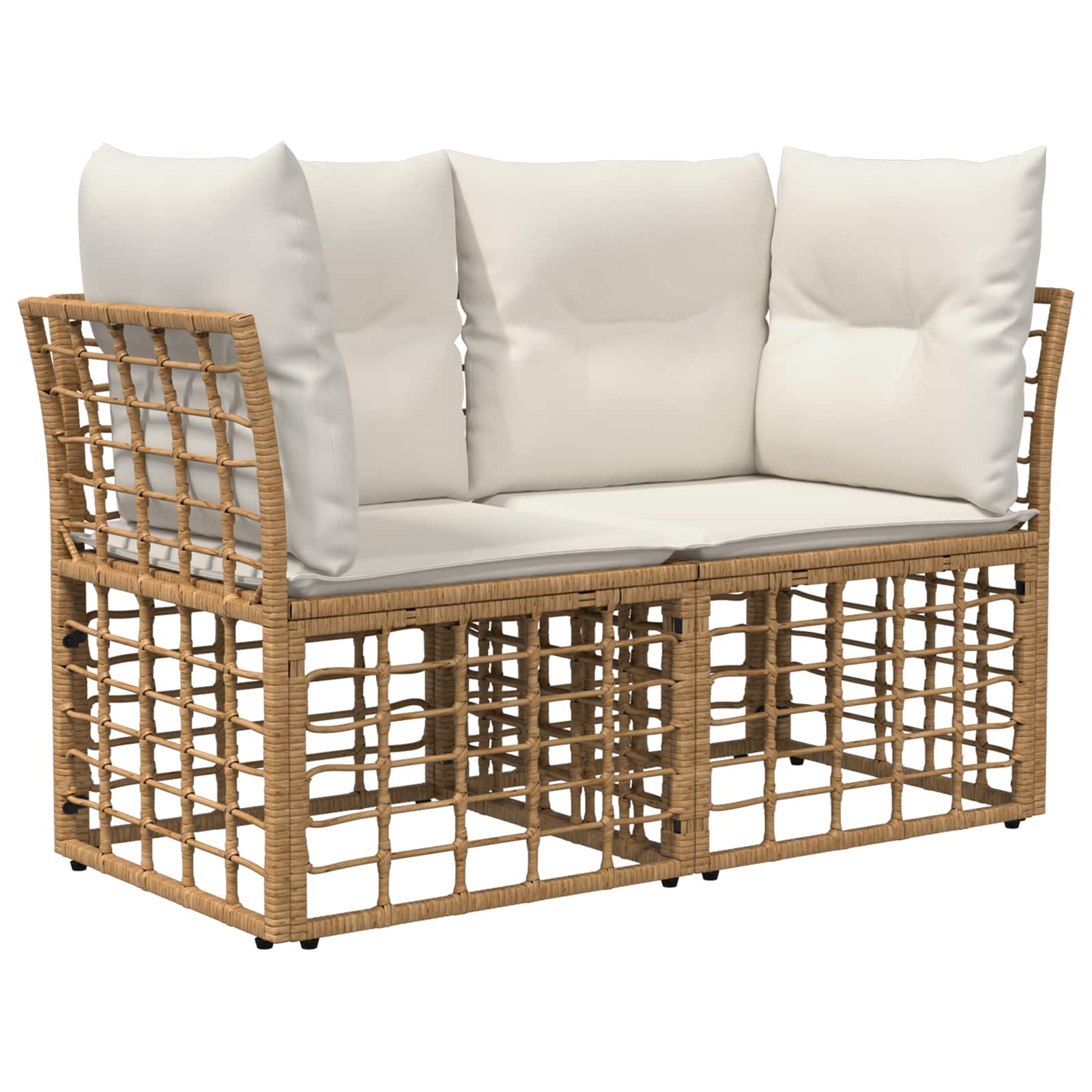 Ogrodowy loveseat 2 pcs Naturalny i Kremowy Biały polirattan