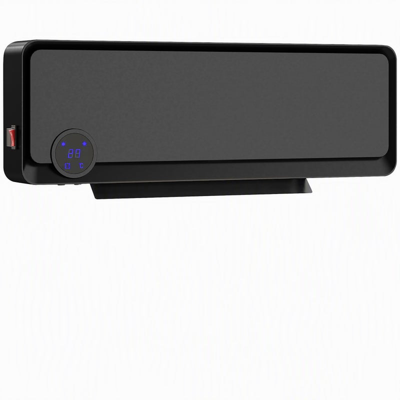 Elektryczny grzejnik ścienny z 3 trybami i 12-godzinnym timerem, z PP i PA, 56 x 18,5 x 11,7 cm, czarny