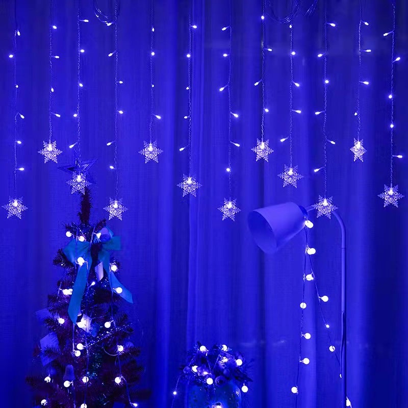 (Bleu, 4m) LED Świąteczna Dekoracja Świetlna Płatka Śniegu, Listwa Lodowa