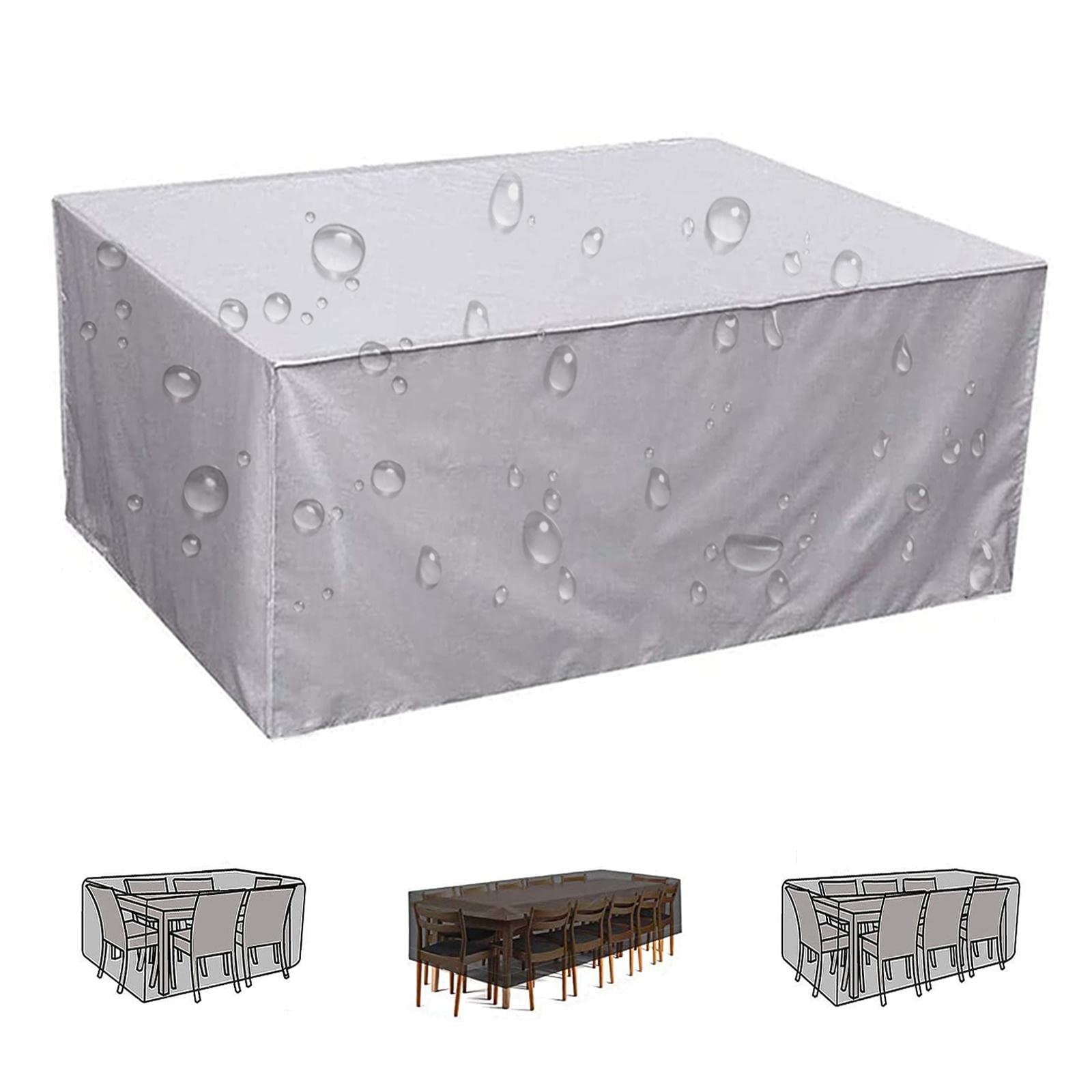 Prostokątny pokrowiec na meble ogrodowe, poliestrowy, wodoodporny, pyłoszczelny, odporny na promieniowanie UV, na krzesło lub stół (86x86x36cm)