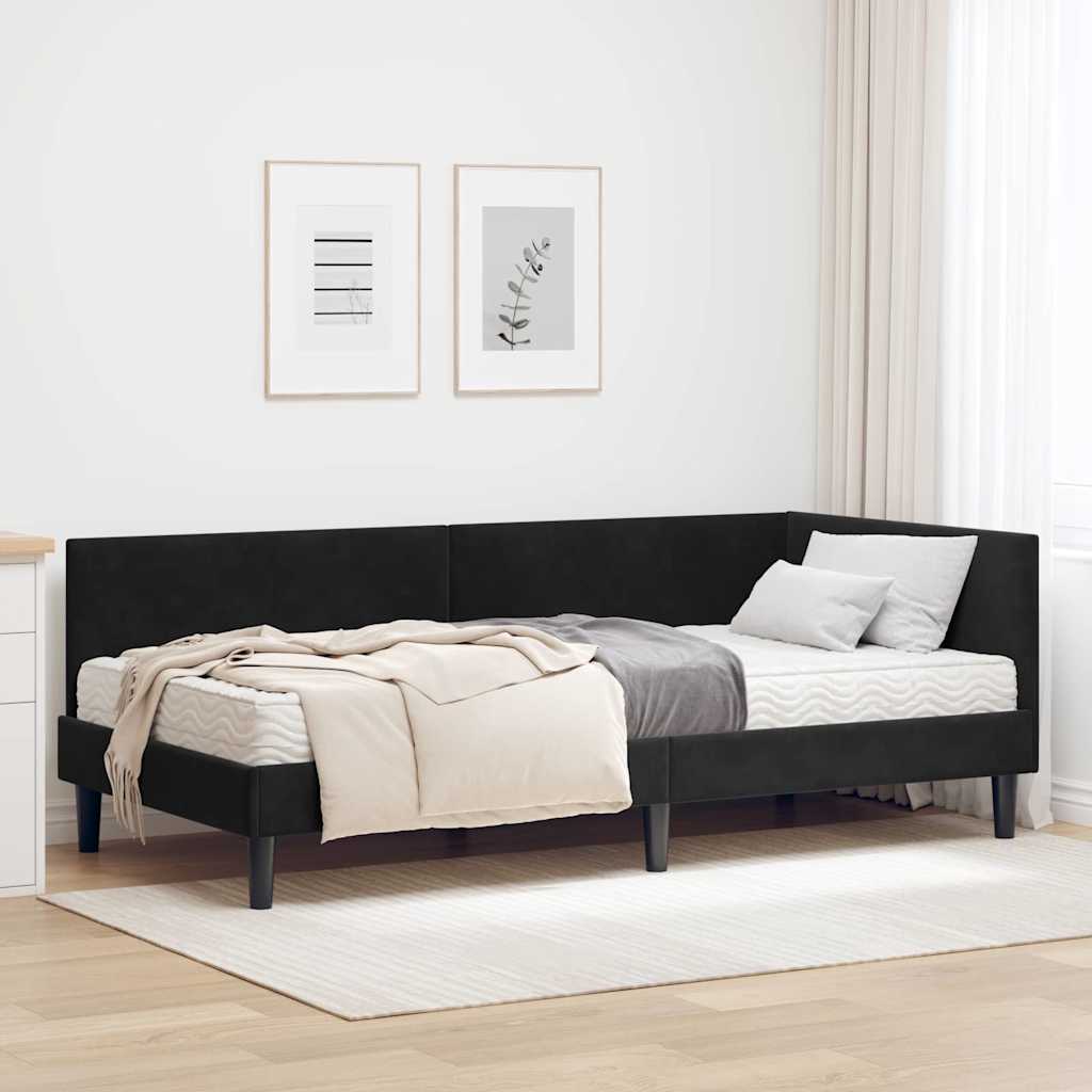 Rama Łóżka Narożnego z Materacem Inny 2 pcs Czarny Aksamit vidaXL