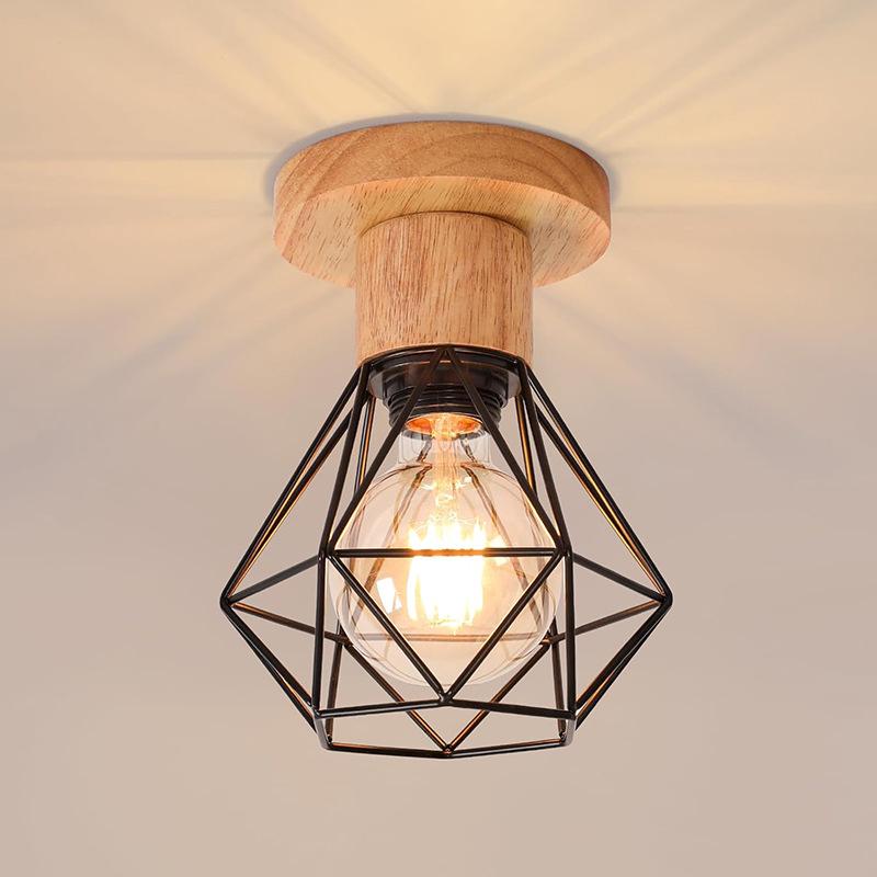 Industrialna lampa sufitowa z metalu, geometryczna klatka Mini Lighting E27, średnica 16 cm