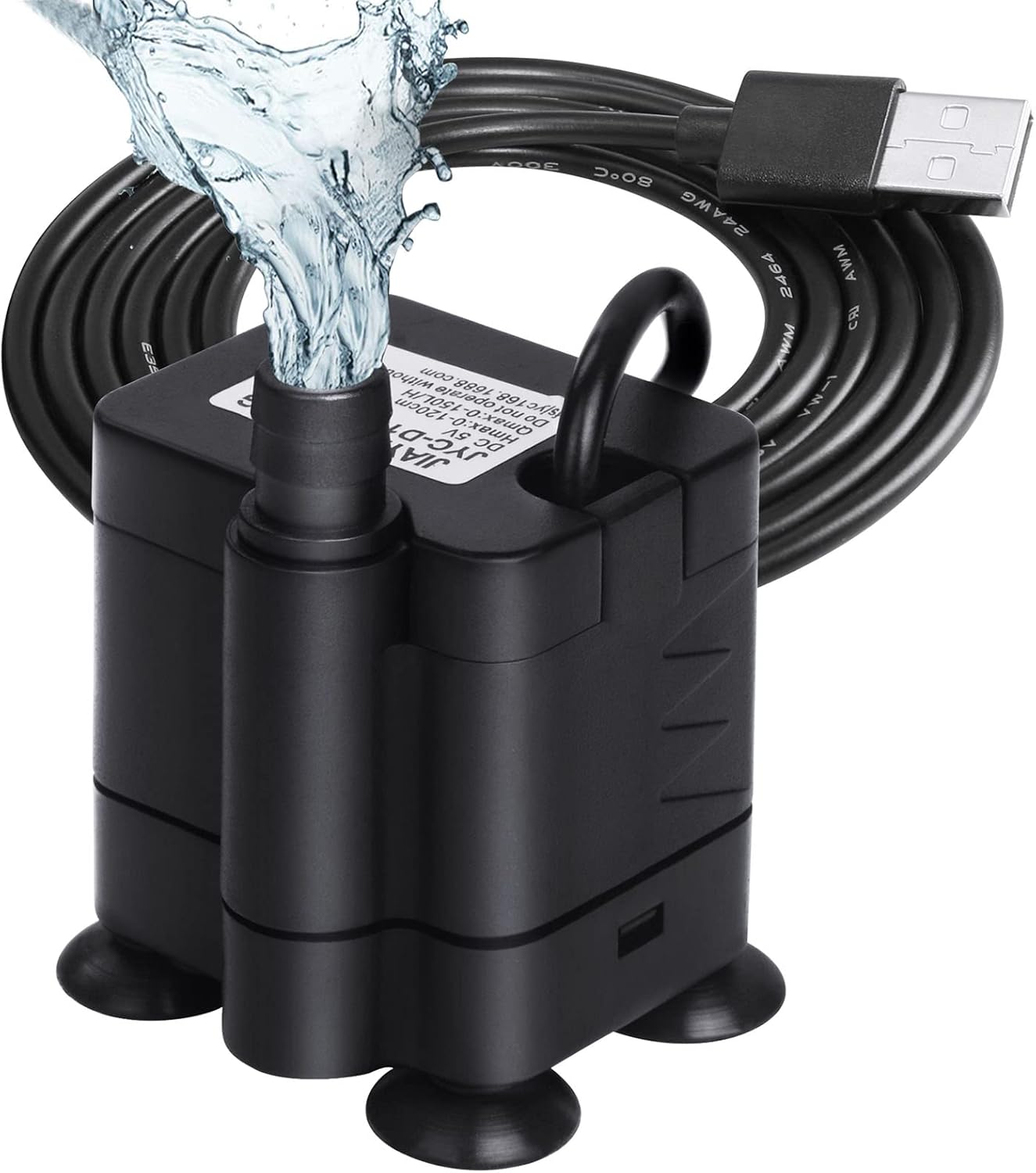 Pompa zanurzeniowa do wody, 180 l/h, regulowana pompa akwariowa USB, ultracicha, pompa ssąca dolna do zwierząt, akwariów, posągów i higrometrów
