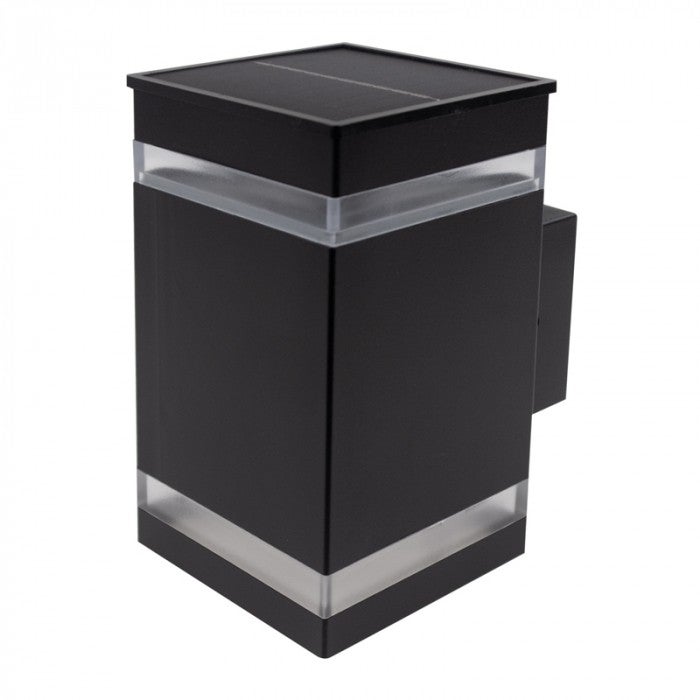 Kinkiet solarny LED czujnik zmierzchu czarno-przezroczysty 1.2W neutralna 15lm metal wym:14x8,3x11cm IP44 Ecolight