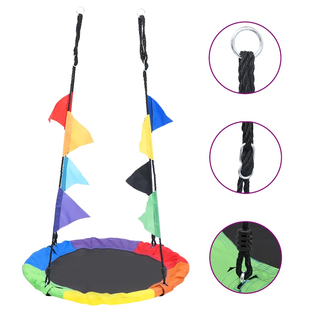 Tęczowa huśtawka typu gniazdo z chorągiewkami, 100 cm vidaXL